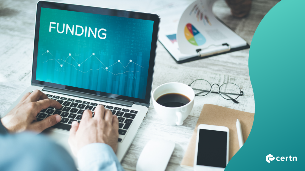 Certn funding announcement on laptop