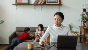 Freelance marketer works from home safely after background check