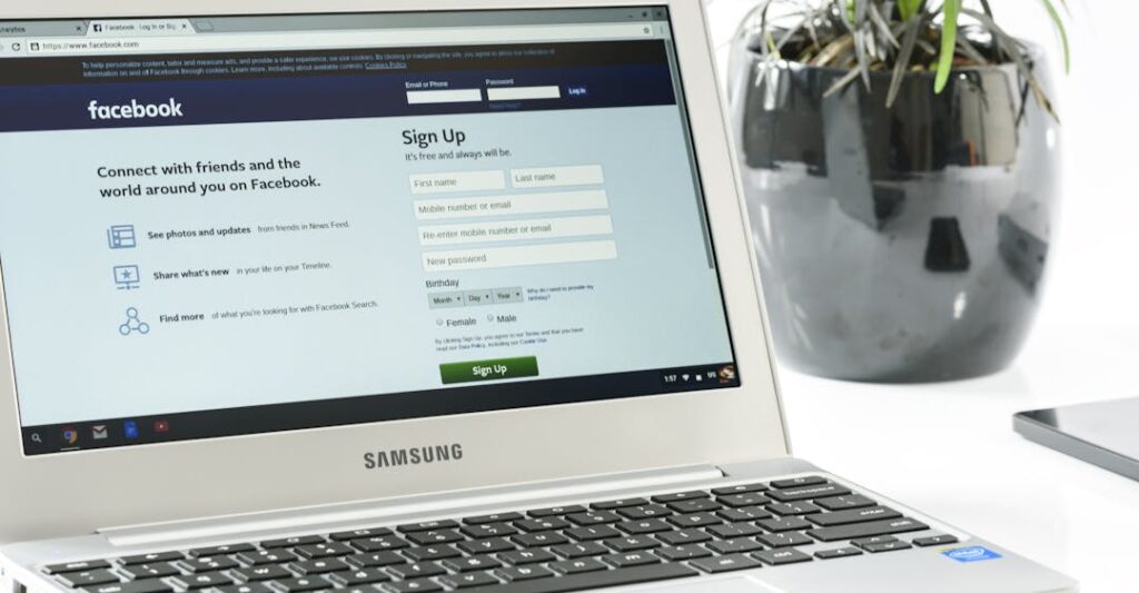 Facebook social media screening on laptop