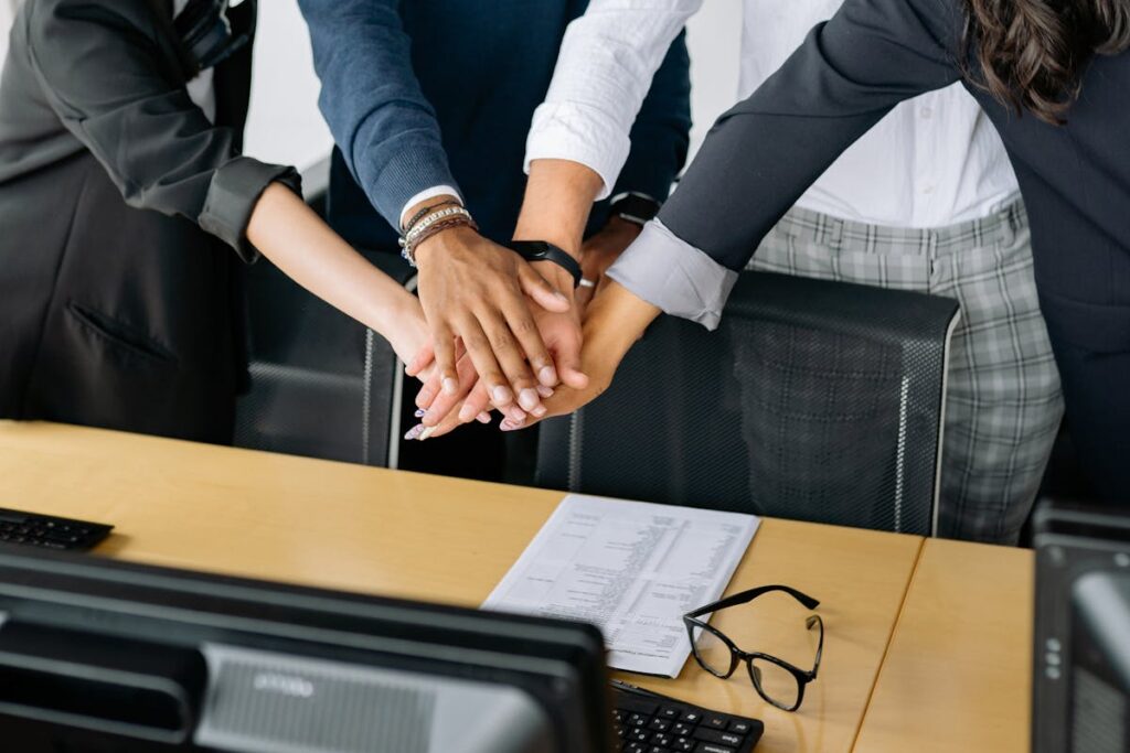 Collaborative team representing safe, collaborative office due to FCRA background check